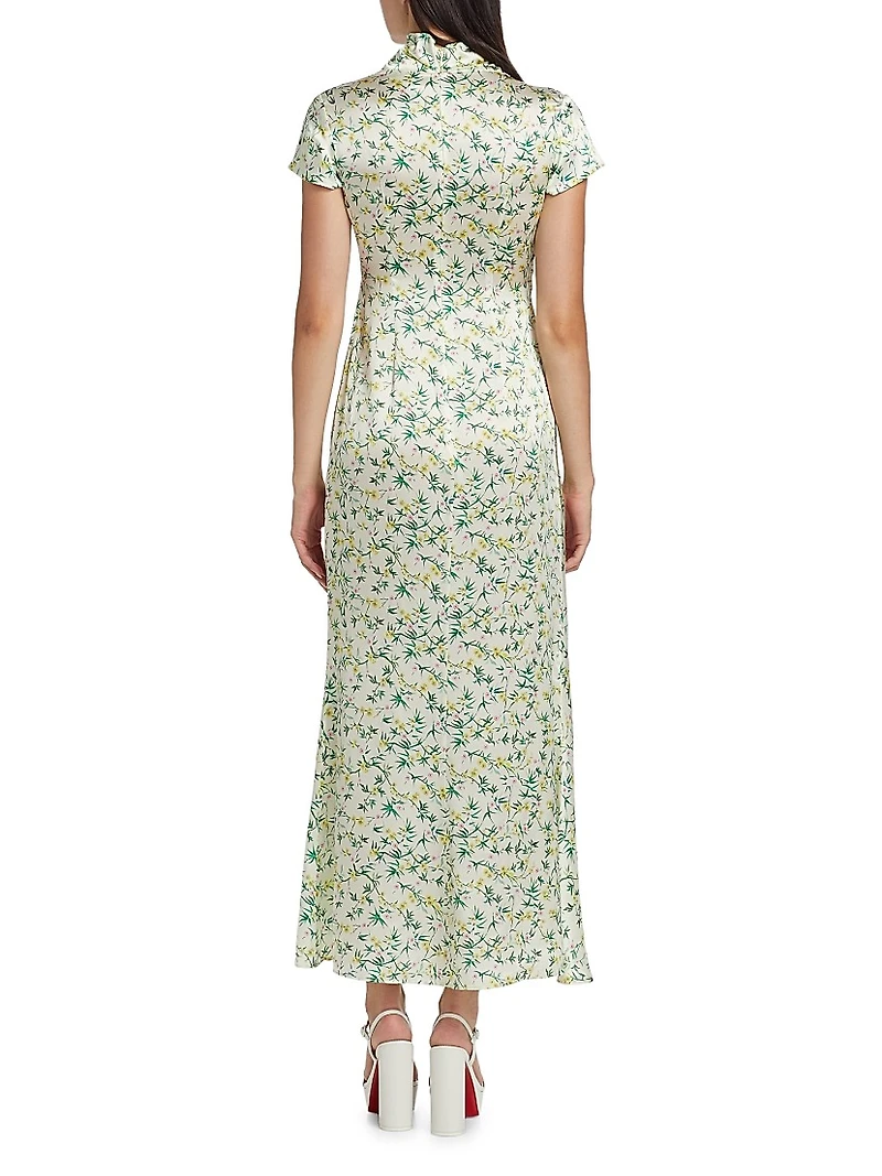 Kelly Floral Silk Satin Maxi Dress