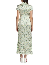Kelly Floral Silk Satin Maxi Dress