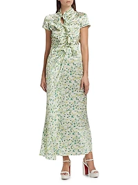Kelly Floral Silk Satin Maxi Dress