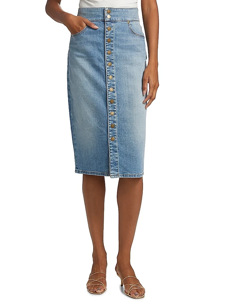 Karter Stretch Denim Midi-Skirt