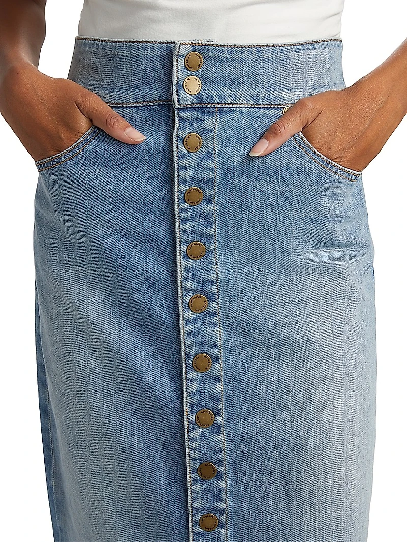 Karter Stretch Denim Midi-Skirt