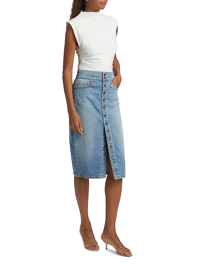 Karter Stretch Denim Midi-Skirt