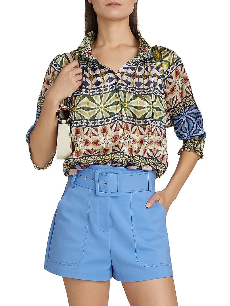 Chela Printed Silk Blouse