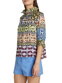 Chela Printed Silk Blouse