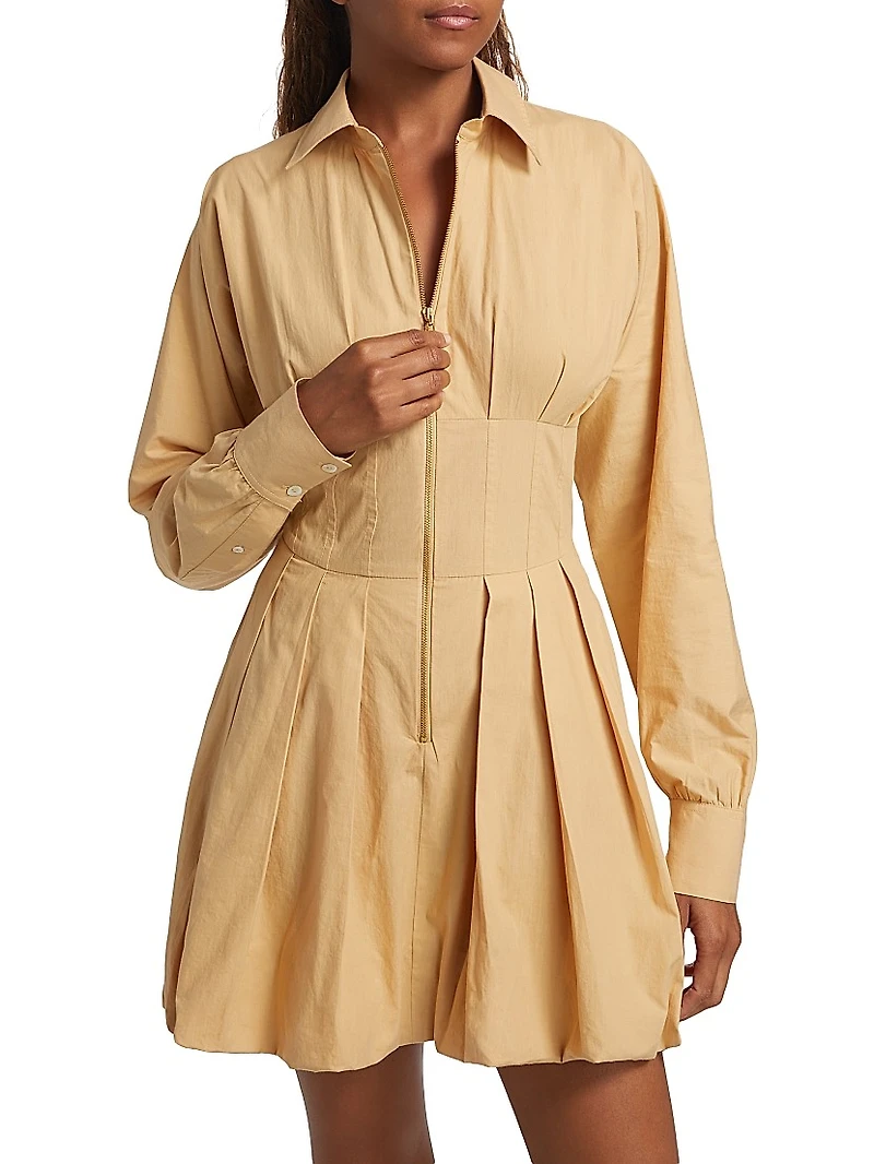 Naira Poplin Bubble-Hem Minidress