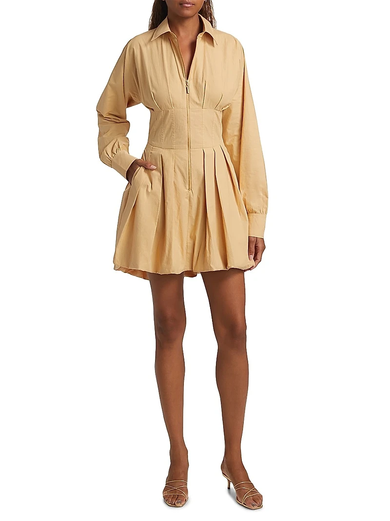 Naira Poplin Bubble-Hem Minidress