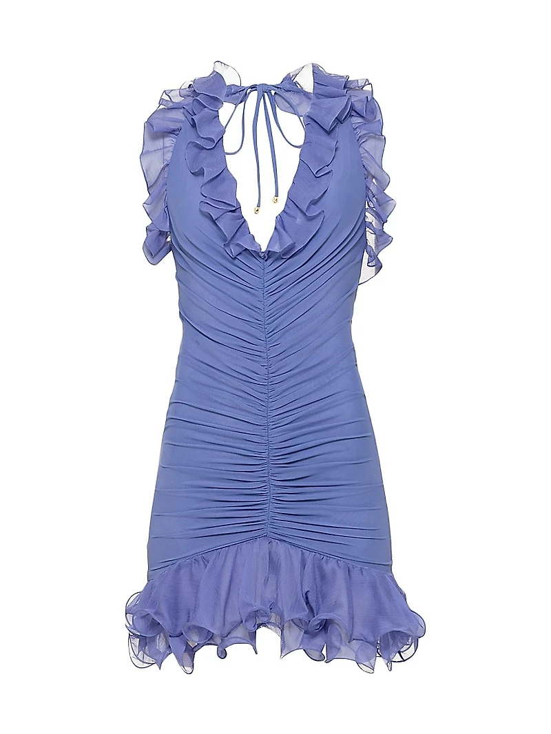 Plissé Ruched Plunge Minidress
