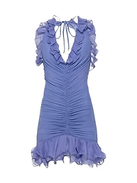 Plissé Ruched Plunge Minidress