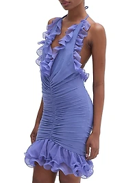 Plissé Ruched Plunge Minidress