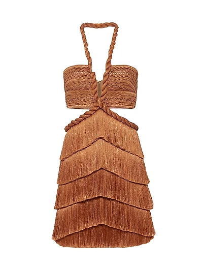 Pampas Metallic Fringe Minidress
