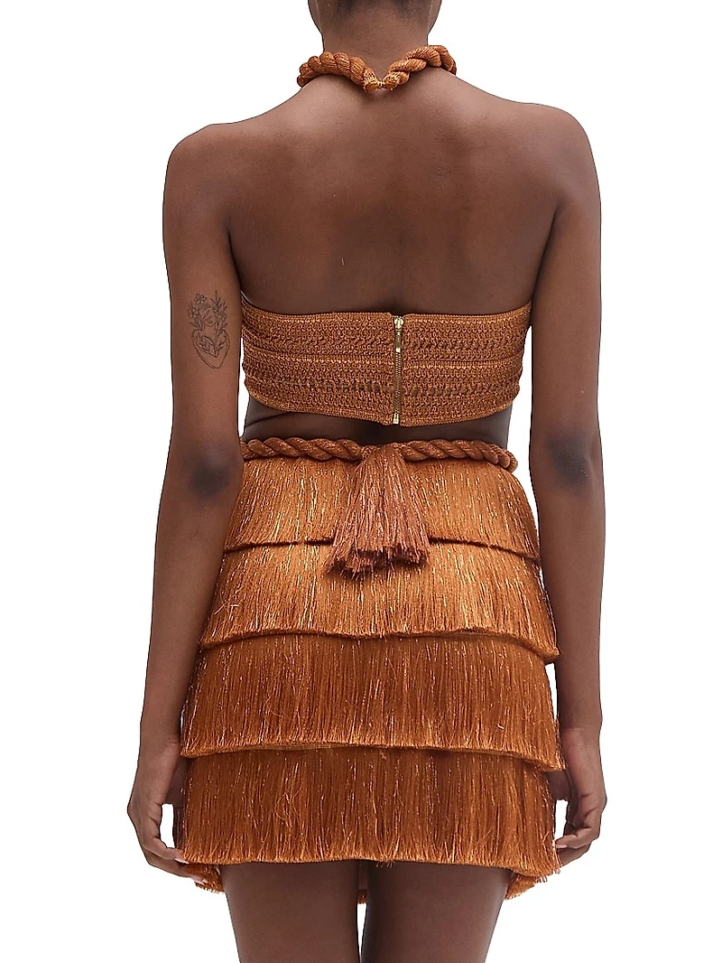 Pampas Metallic Fringe Minidress