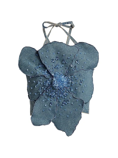Nostalgic Sky Crystal-Embellished Denim Tank