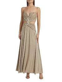 Dune Beaded Jersey Corset Gown