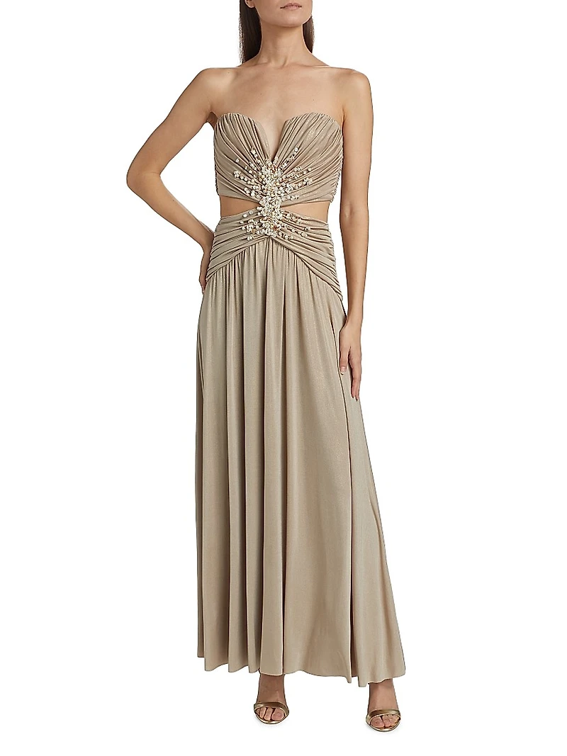 Dune Beaded Jersey Corset Gown