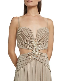 Dune Beaded Jersey Corset Gown