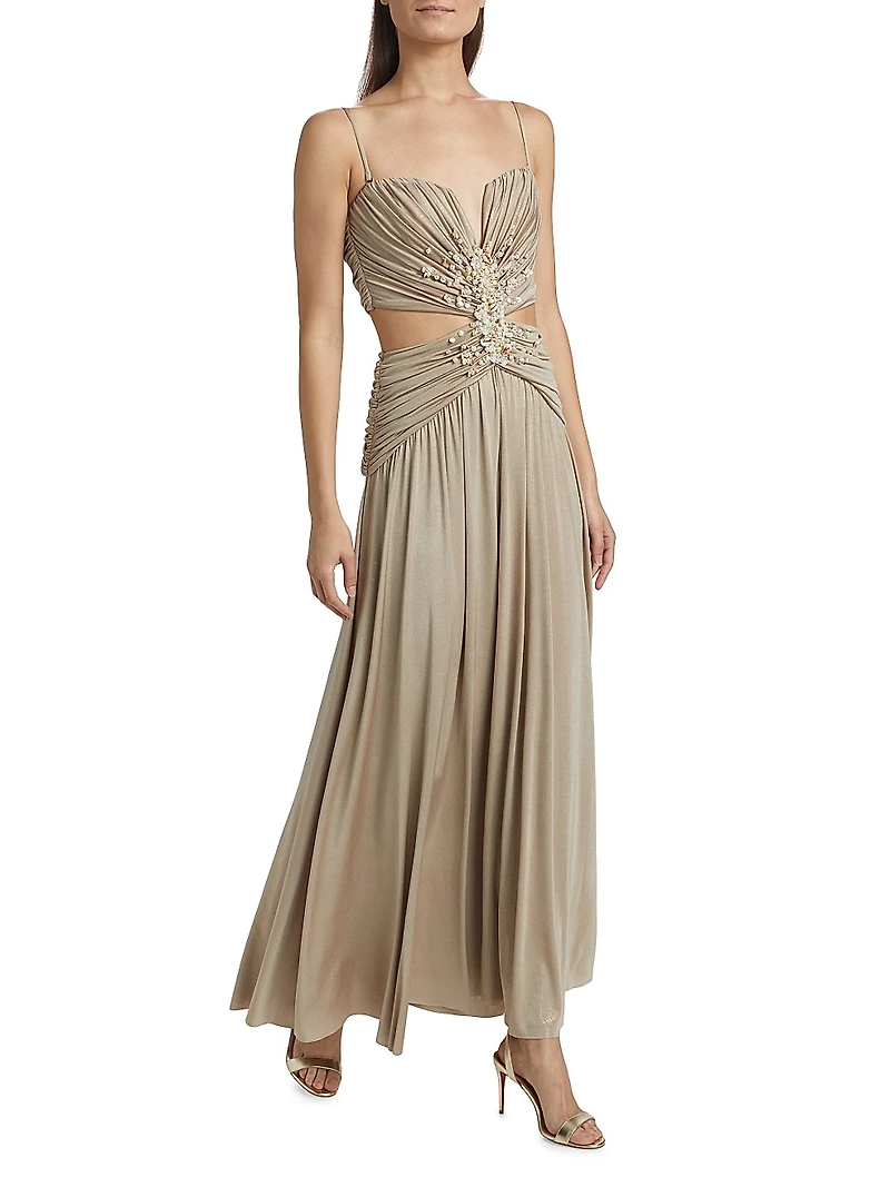 Dune Beaded Jersey Corset Gown