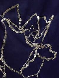 Embellished Draped Short-Sleeve Gown