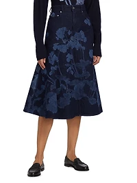 Floral Draped Midi-Skirt