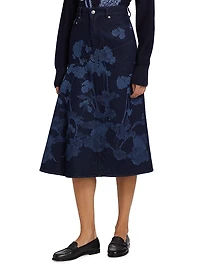 Floral Draped Midi-Skirt