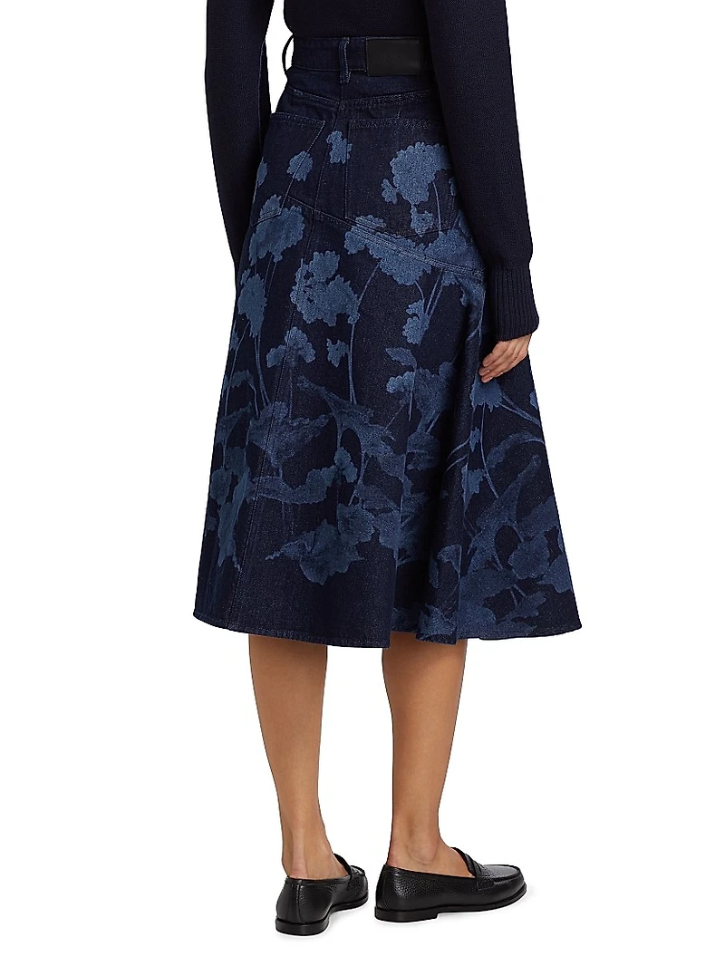 Floral Draped Midi-Skirt