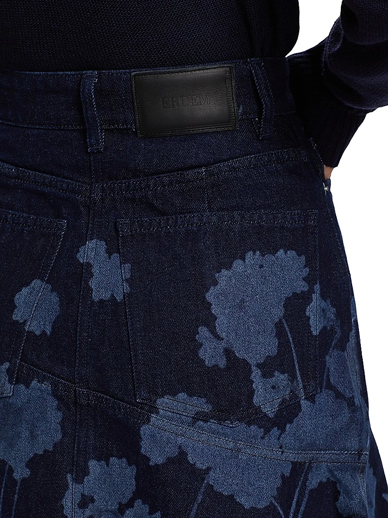 Floral Draped Midi-Skirt