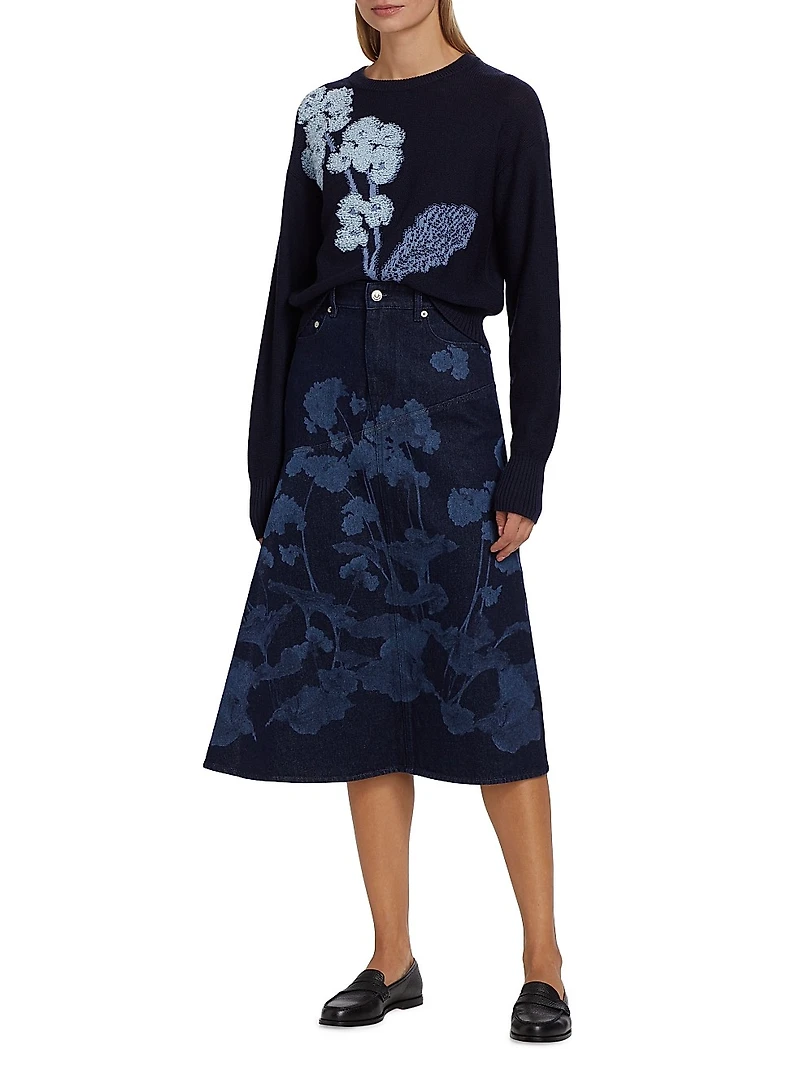 Floral Draped Midi-Skirt