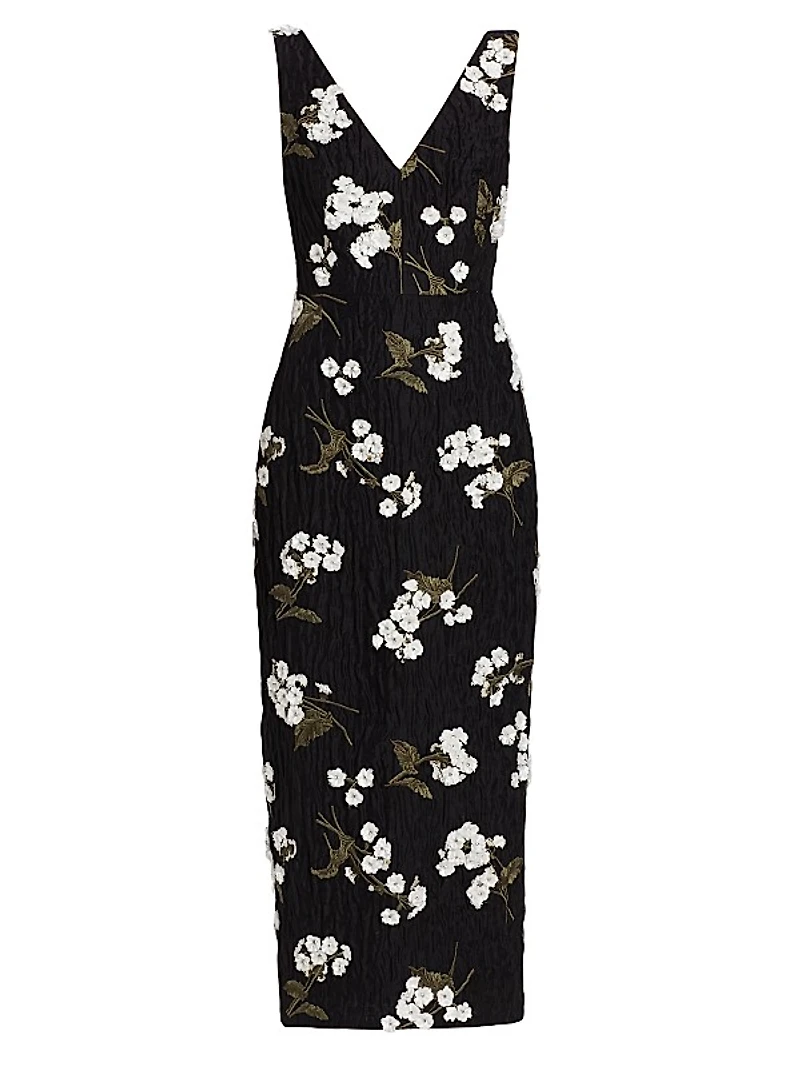 Floral Sleeveless Midi Cocktail Dress