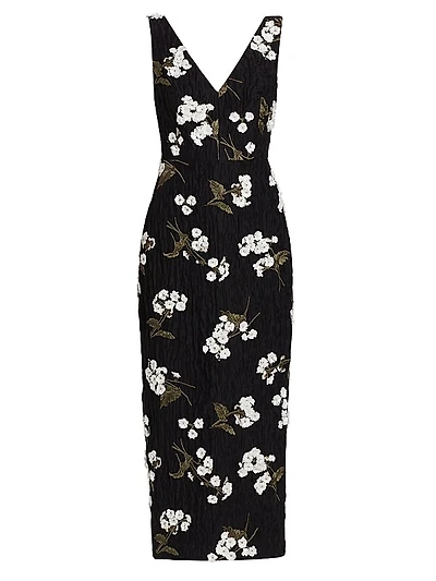 Floral Sleeveless Midi Cocktail Dress