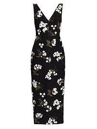 Floral Sleeveless Midi Cocktail Dress