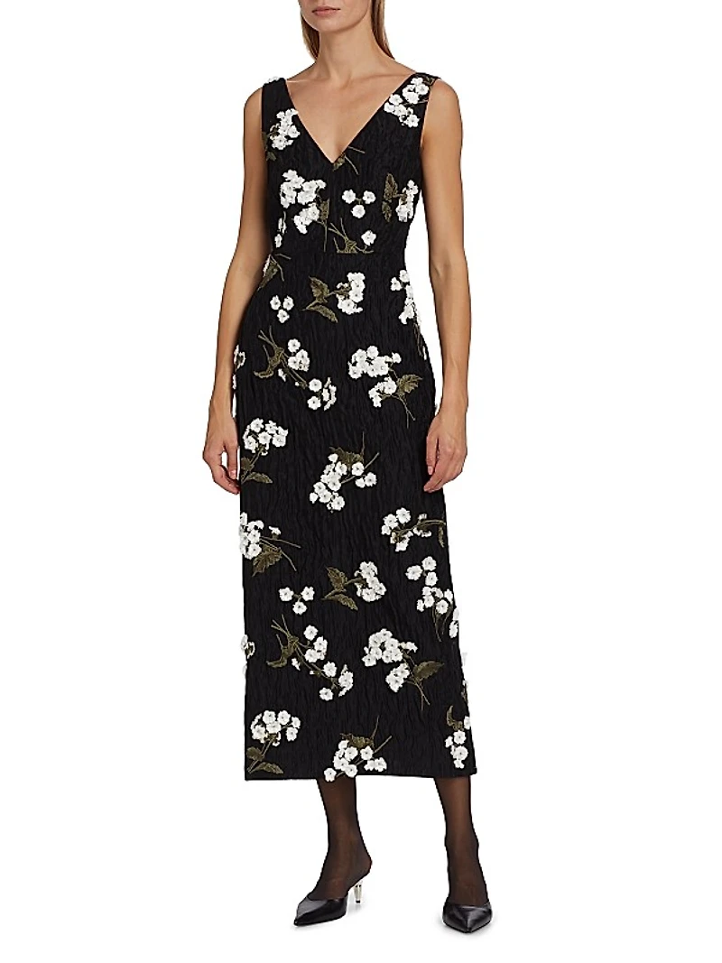 Floral Sleeveless Midi Cocktail Dress