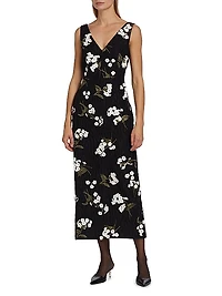 Floral Sleeveless Midi Cocktail Dress