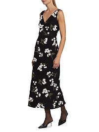 Floral Sleeveless Midi Cocktail Dress