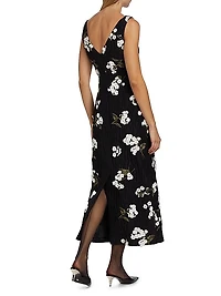Floral Sleeveless Midi Cocktail Dress