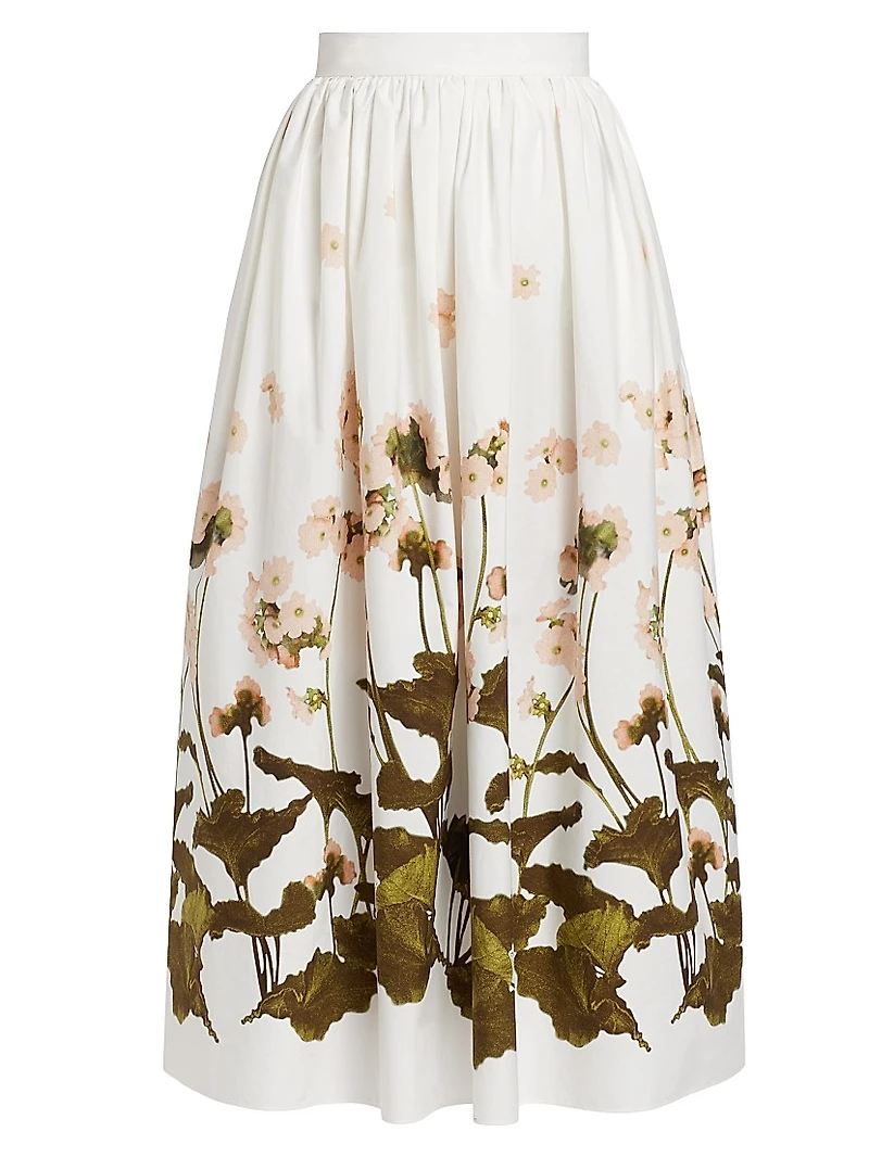 Gathered Floral Midi-Skirt