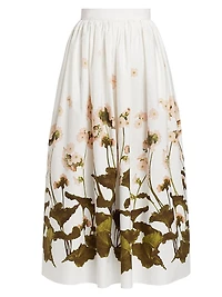 Gathered Floral Midi-Skirt