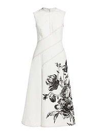 Floral Seam Sleeveless Midi-Dress