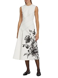 Floral Seam Sleeveless Midi-Dress