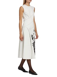 Floral Seam Sleeveless Midi-Dress