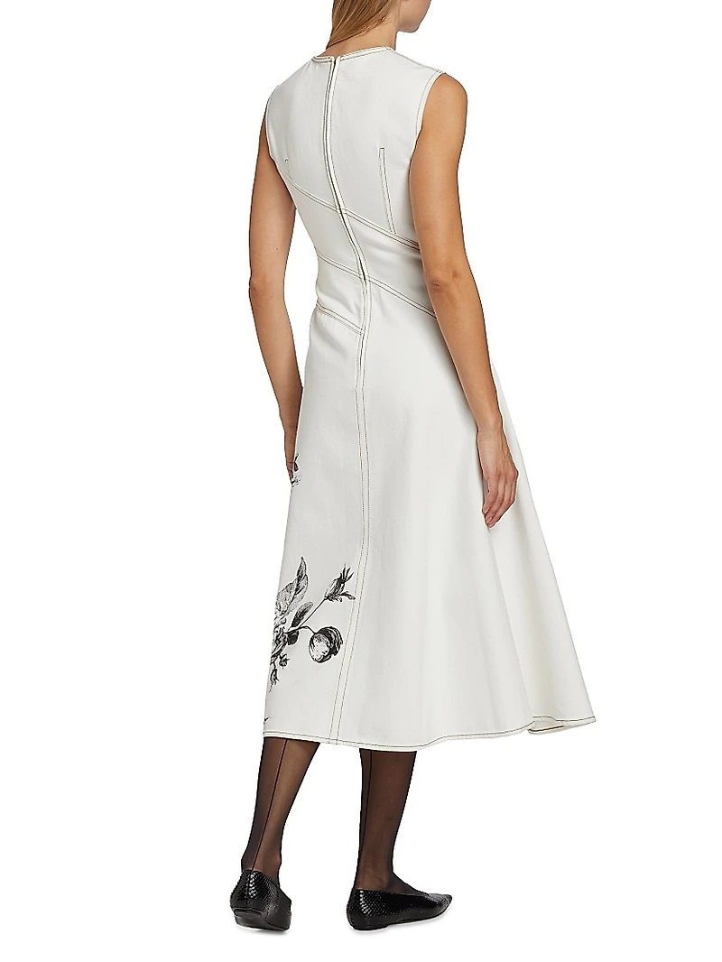 Floral Seam Sleeveless Midi-Dress