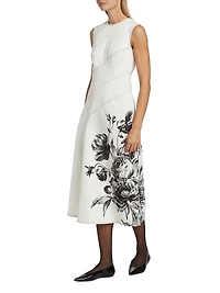 Floral Seam Sleeveless Midi-Dress