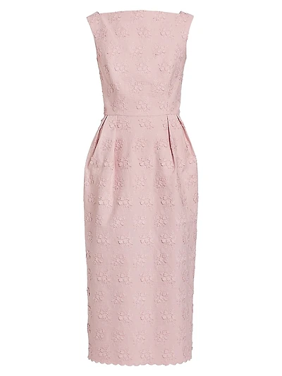Jacquard Sleeveless Pencil Midi-Dress