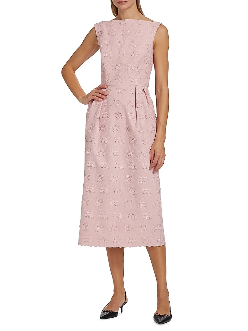 Jacquard Sleeveless Pencil Midi-Dress