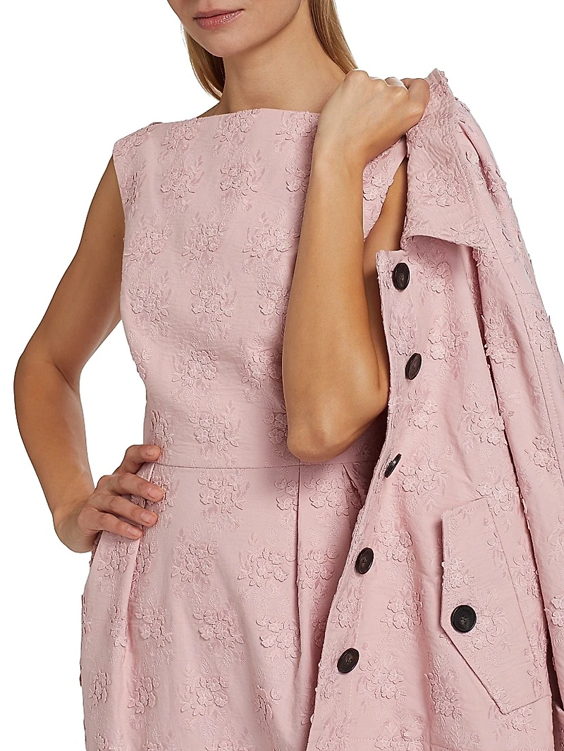 Jacquard Sleeveless Pencil Midi-Dress