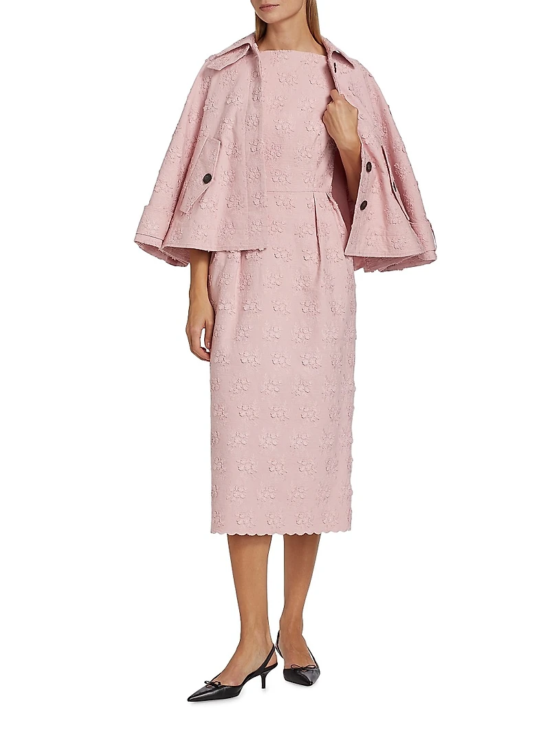 Jacquard Sleeveless Pencil Midi-Dress