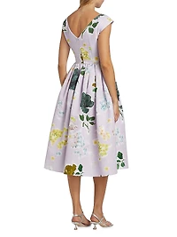 Floral Full-Skirt Midi-Dress