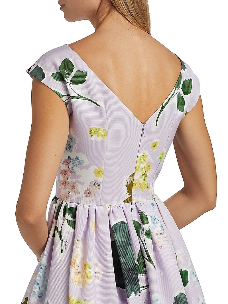 Floral Full-Skirt Midi-Dress