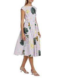 Floral Full-Skirt Midi-Dress