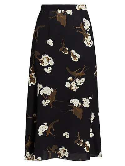 Floral A-Line Midi-Skirt