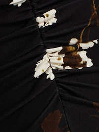 Floral Ruched Long-Sleeve Midi-Dress