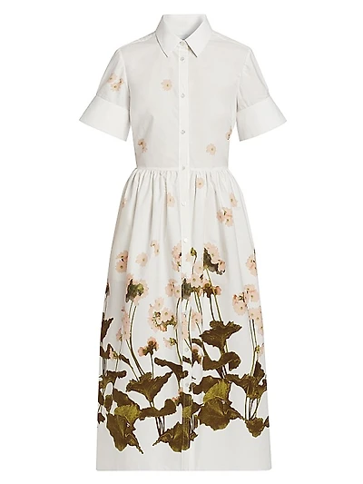 Floral Short-Sleeve Midi Shirtdress